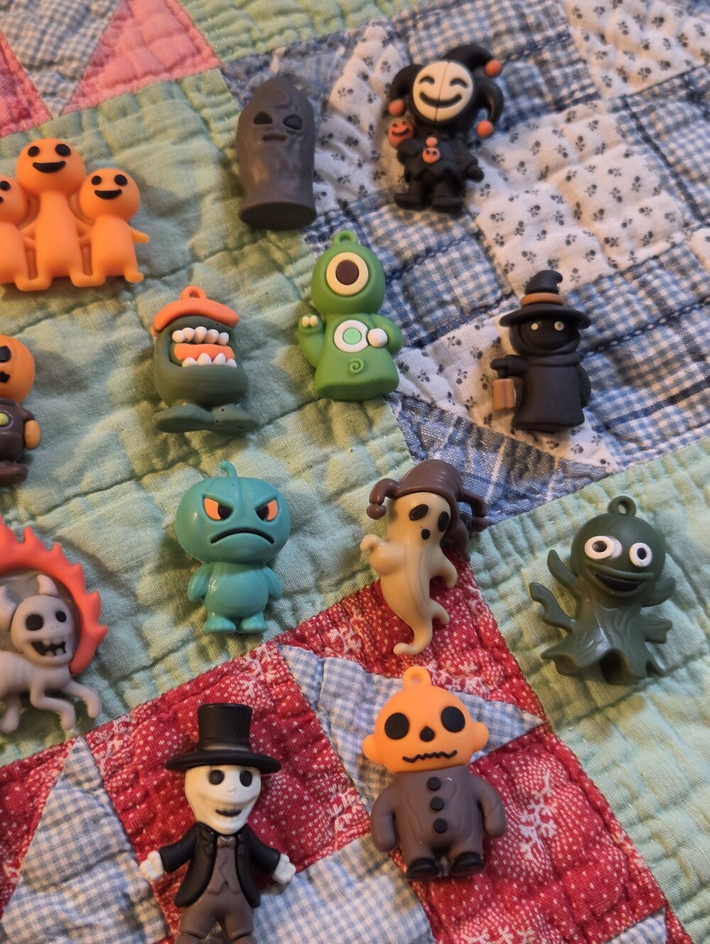Mini Halloween Figurines Hard Rubber Scary Decorations Set of 17
